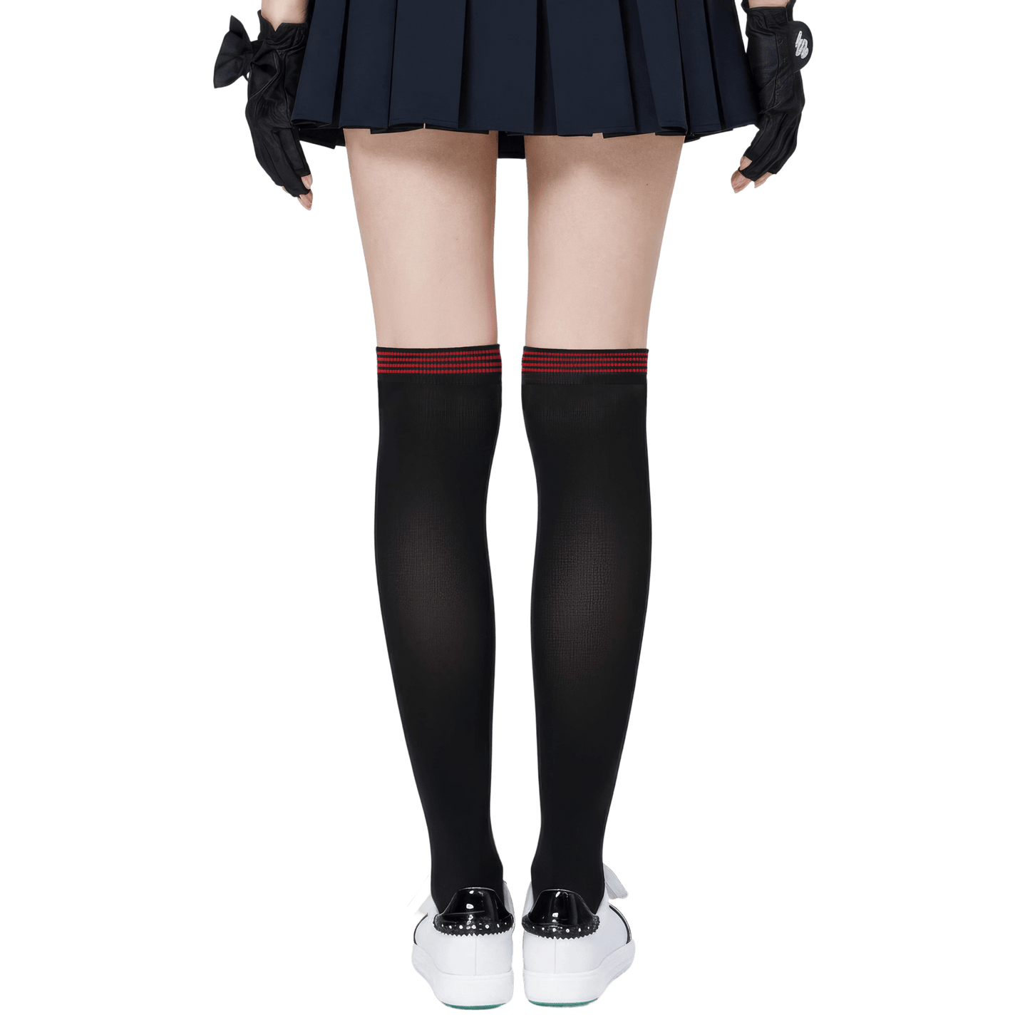 GoPlayer レディース ニーストッキング (竹炭ブラックレッド)