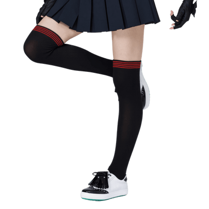 GoPlayer レディース ニーストッキング (竹炭ブラックレッド)