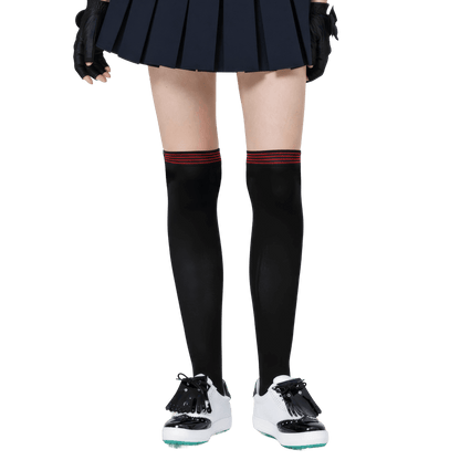 GoPlayer レディース ニーストッキング (竹炭ブラックレッド)