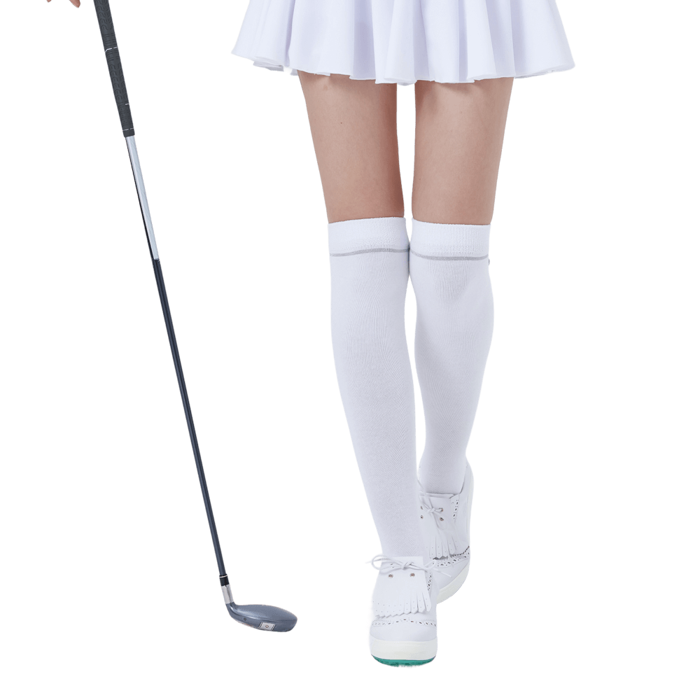 GoPlayer レディース ゴルフ ニーソックス (シルバー)