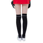 GoPlayer レディース ゴルフ ニーソックス (ブラックとシルバー)