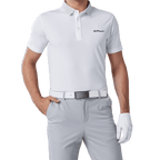 GoPlayer男彈性快乾短袖上衣(條紋領白)