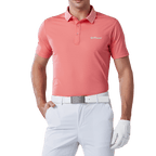 GoPlayer男彈性快乾短袖上衣(條紋領橘)