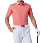 GoPlayer男彈性快乾短袖上衣(條紋領橘)