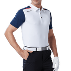 GoPlayer男彈性快乾短袖上衣(白體藍袖)