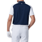 GoPlayer Men's Elastic Quick Dry Short Sleeve Top (Blue Body White Sleeves)