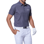 GoPlayer男彈性快乾短袖上衣(深藍肩網)