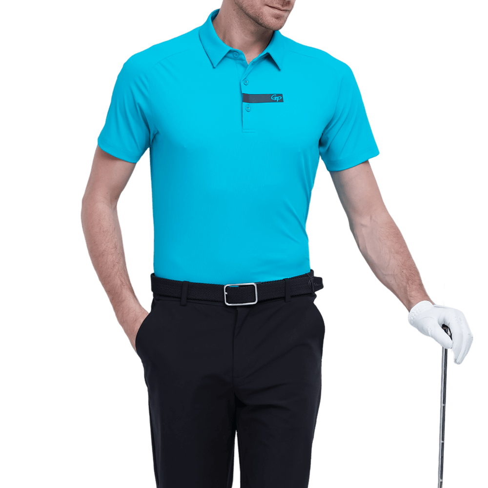 GoPlayer Men's Lightweight Super Elastic Short Sleeve Top (Blue)