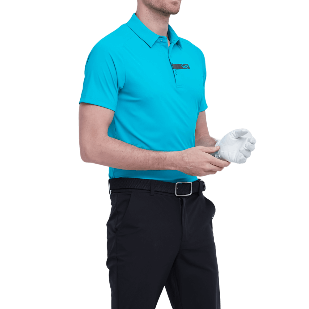 GoPlayer Men's Lightweight Super Elastic Short Sleeve Top (Blue)