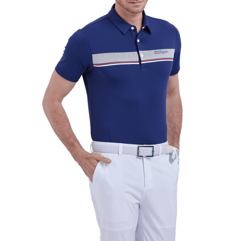 GoPlayer men's elastic breathable short-sleeved top (dark blue)