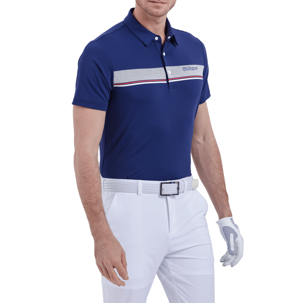 GoPlayer men's elastic breathable short-sleeved top (dark blue)