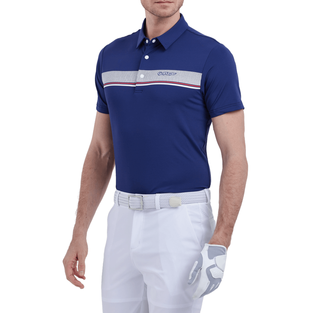 GoPlayer men's elastic breathable short-sleeved top (dark blue)