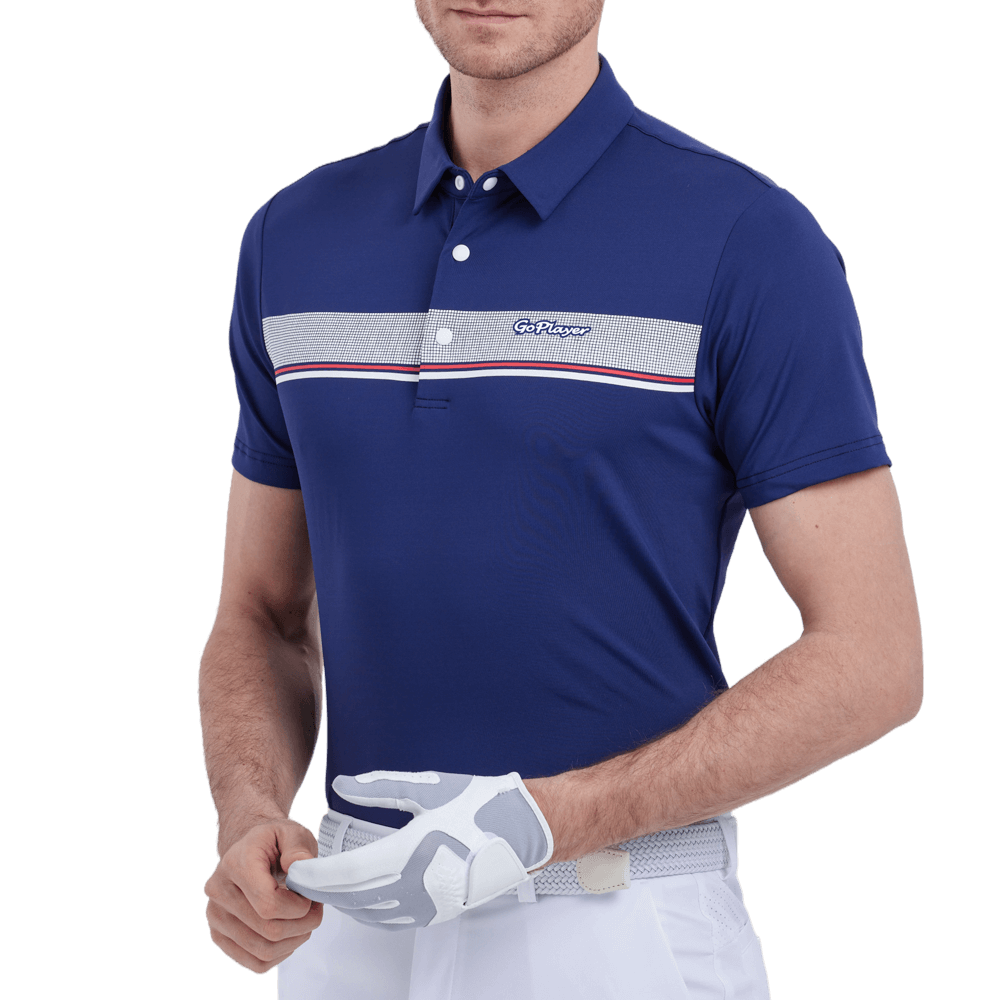 GoPlayer men's elastic breathable short-sleeved top (dark blue)