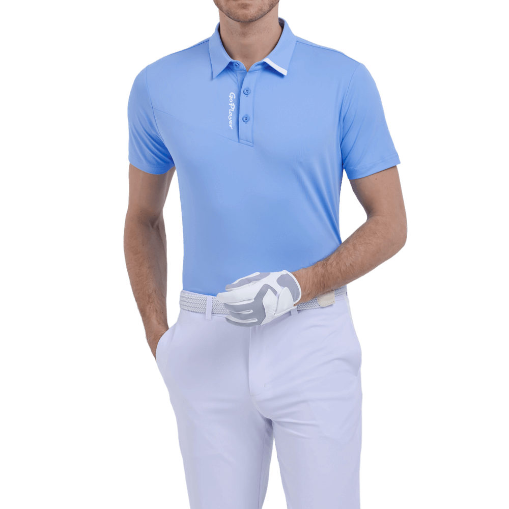 GoPlayer Men's Elastic Breathable Short Sleeve Top (Light Blue)