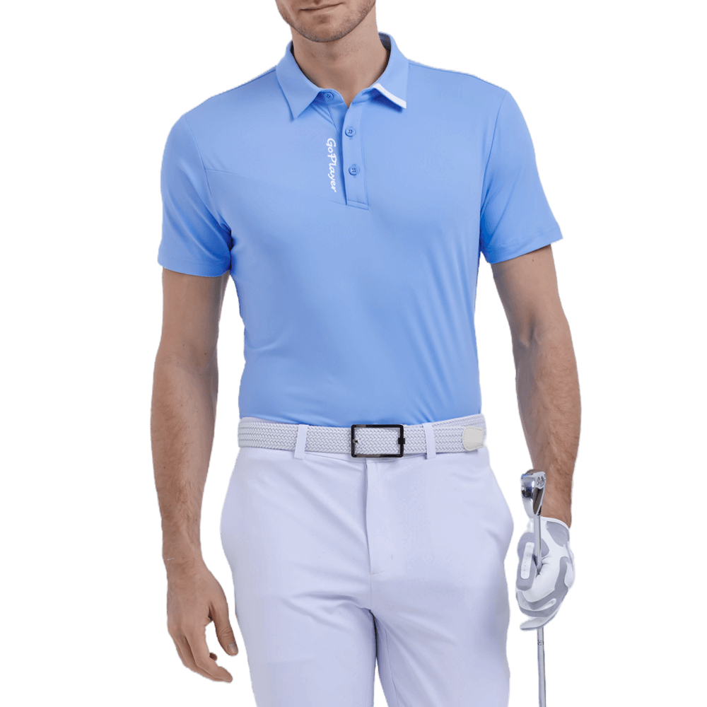 GoPlayer Men's Elastic Breathable Short Sleeve Top (Light Blue)