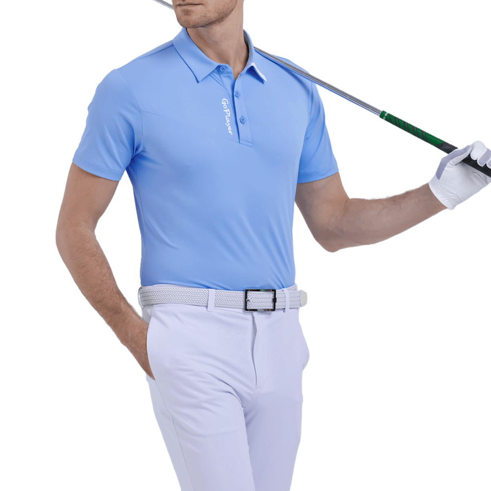 GoPlayer Men's Elastic Breathable Short Sleeve Top (Light Blue)