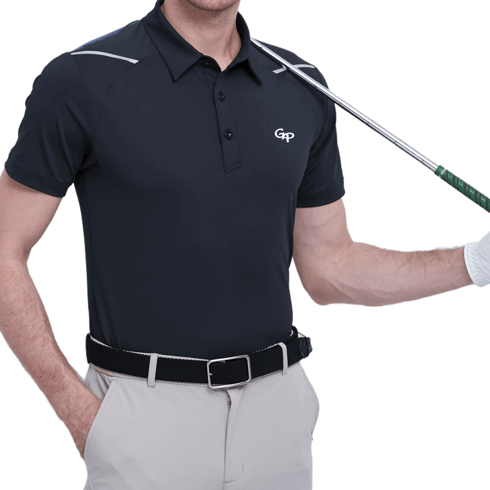 GoPlayer Men's Elastic Breathable Short Sleeve Top (Black)