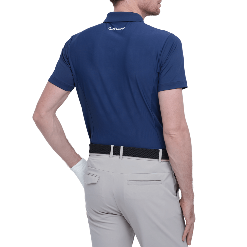 GoPlayer Men's Elastic Breathable Short Sleeve Top (Navy Blue)