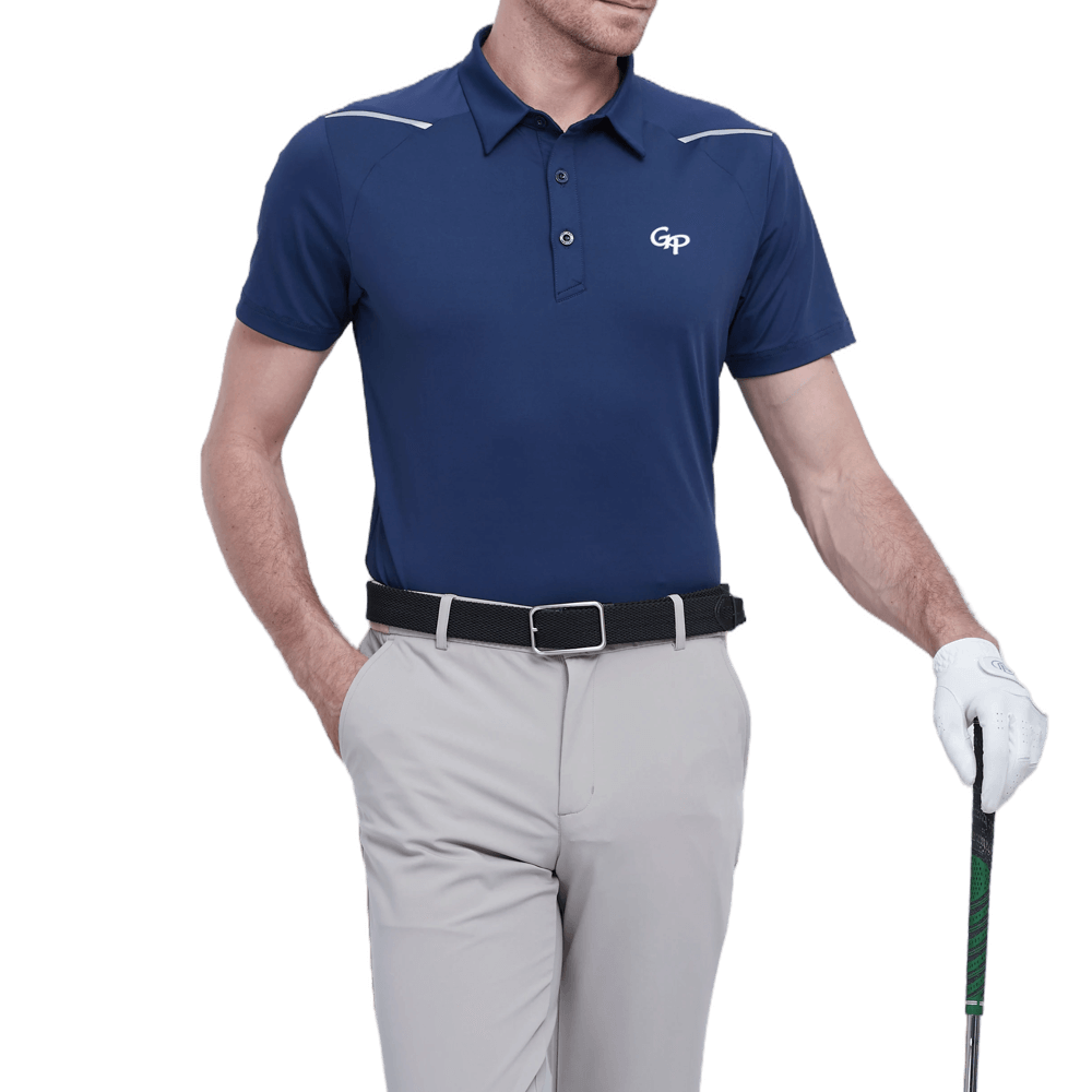 GoPlayer Men's Elastic Breathable Short Sleeve Top (Navy Blue)