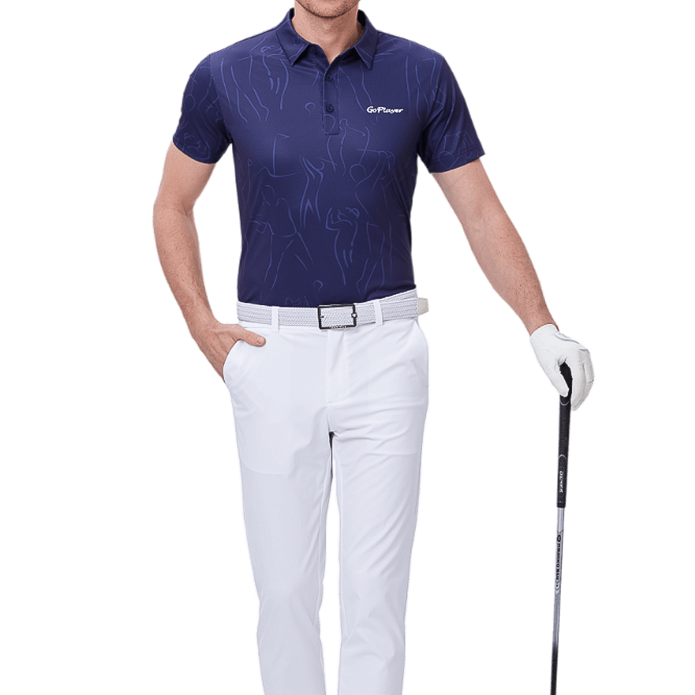 GoPlayer男短袖印花上衣(藏青)