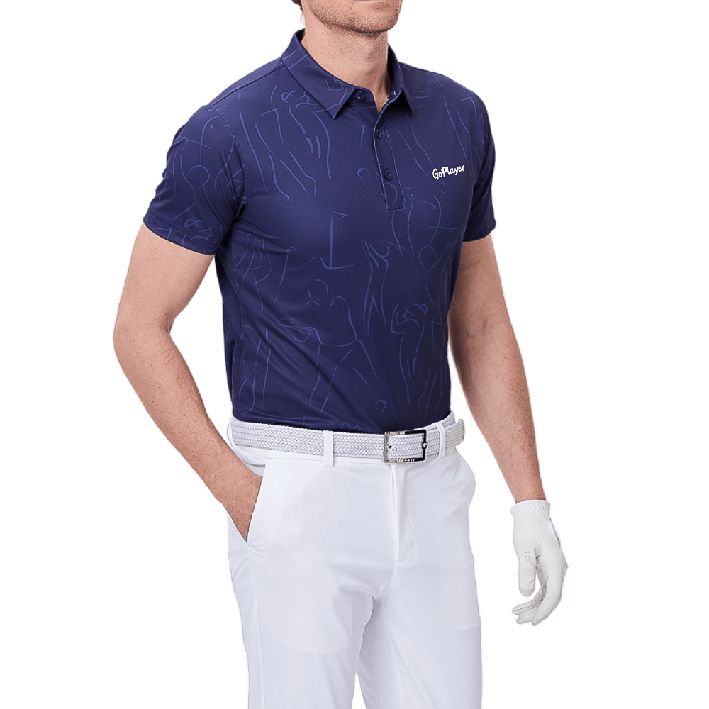 GoPlayer男短袖印花上衣(藏青)