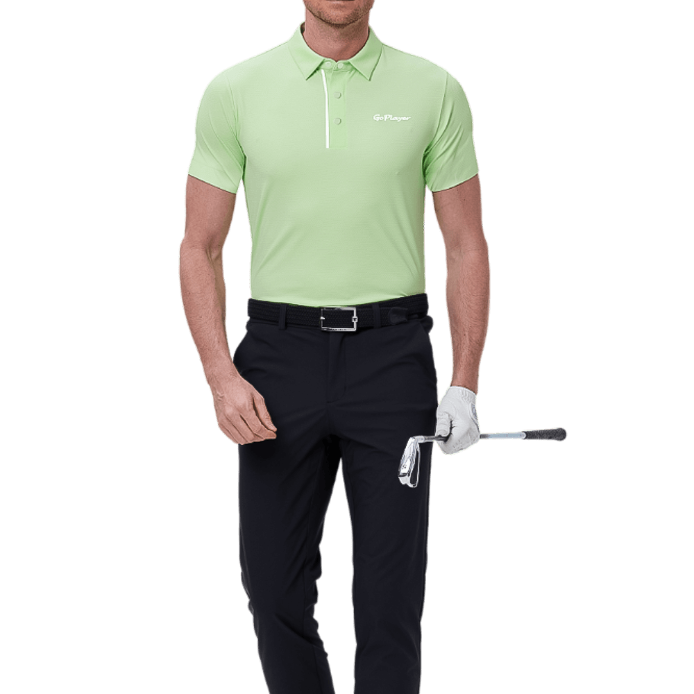 GoPlayer男涼感緹花短袖上衣(草綠)