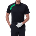 GoPlayer Men's Golf Color Block Short-Sleeve T-Shirt (Black)