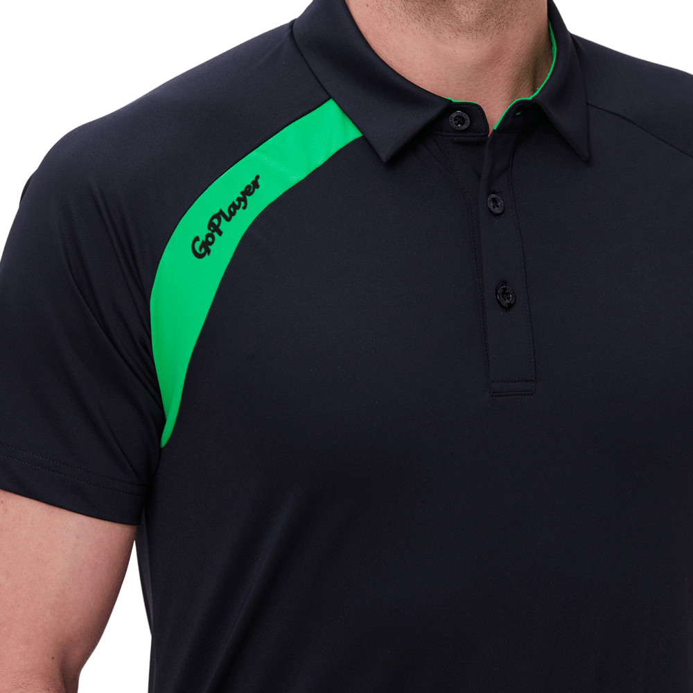 GoPlayer Men's Golf Color Block Short-Sleeve T-Shirt (Black)