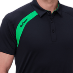 GoPlayer Men's Golf Color Block Short-Sleeve T-Shirt (Black)