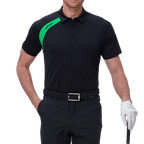 GoPlayer Men's Golf Color Block Short-Sleeve T-Shirt (Black)