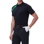 GoPlayer Men's Golf Color Block Short-Sleeve T-Shirt (Black)