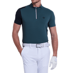 GoPlayer メンズ スタンドカラー ゴルフ 半袖 Tシャツ (ダークグリーン)