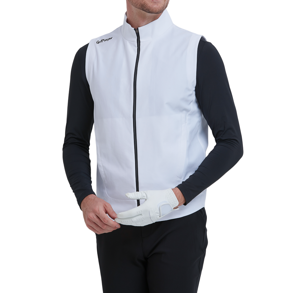 GoPlayer Men's Golf Windproof Warm Sports Vest (White)
