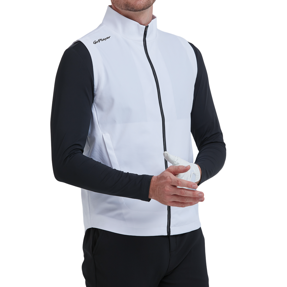 GoPlayer Men's Golf Windproof Warm Sports Vest (White)