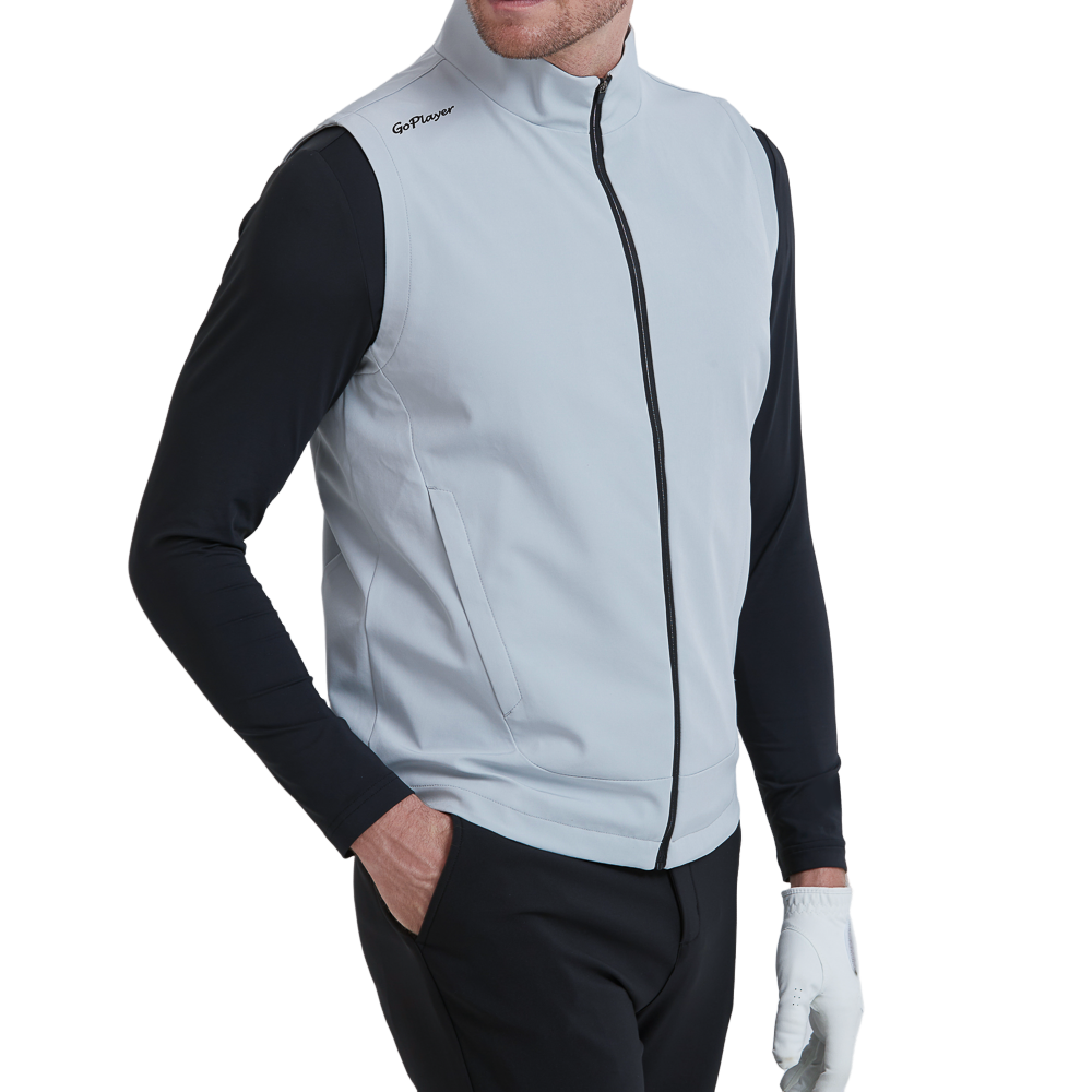GoPlayer Men's Golf Windproof Warm Sports Vest (Gray)