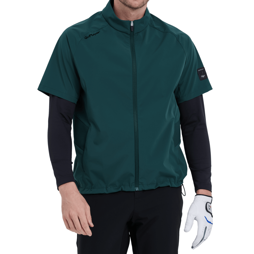 GoPlayer男高爾夫短袖運動背心(暗綠)