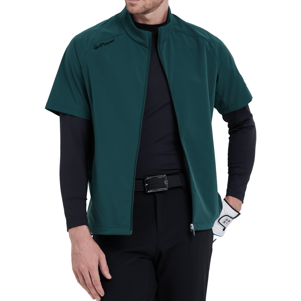 GoPlayer男高爾夫短袖運動背心(暗綠)