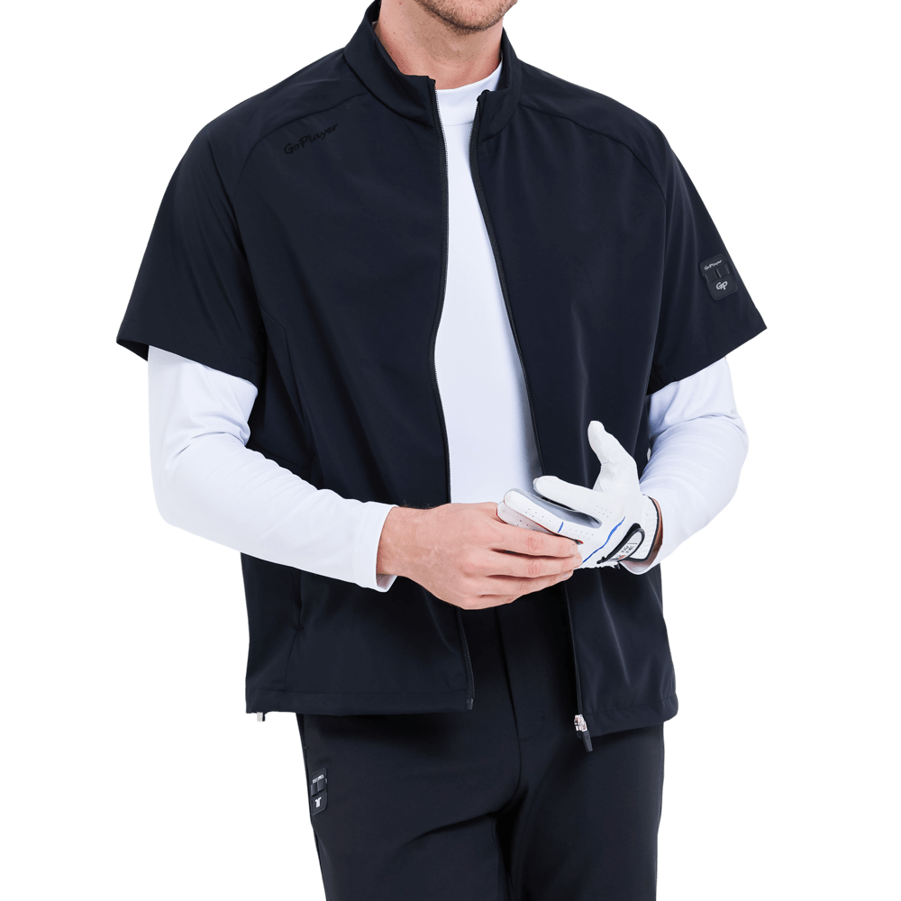 GoPlayer男高爾夫短袖運動背心(黑)