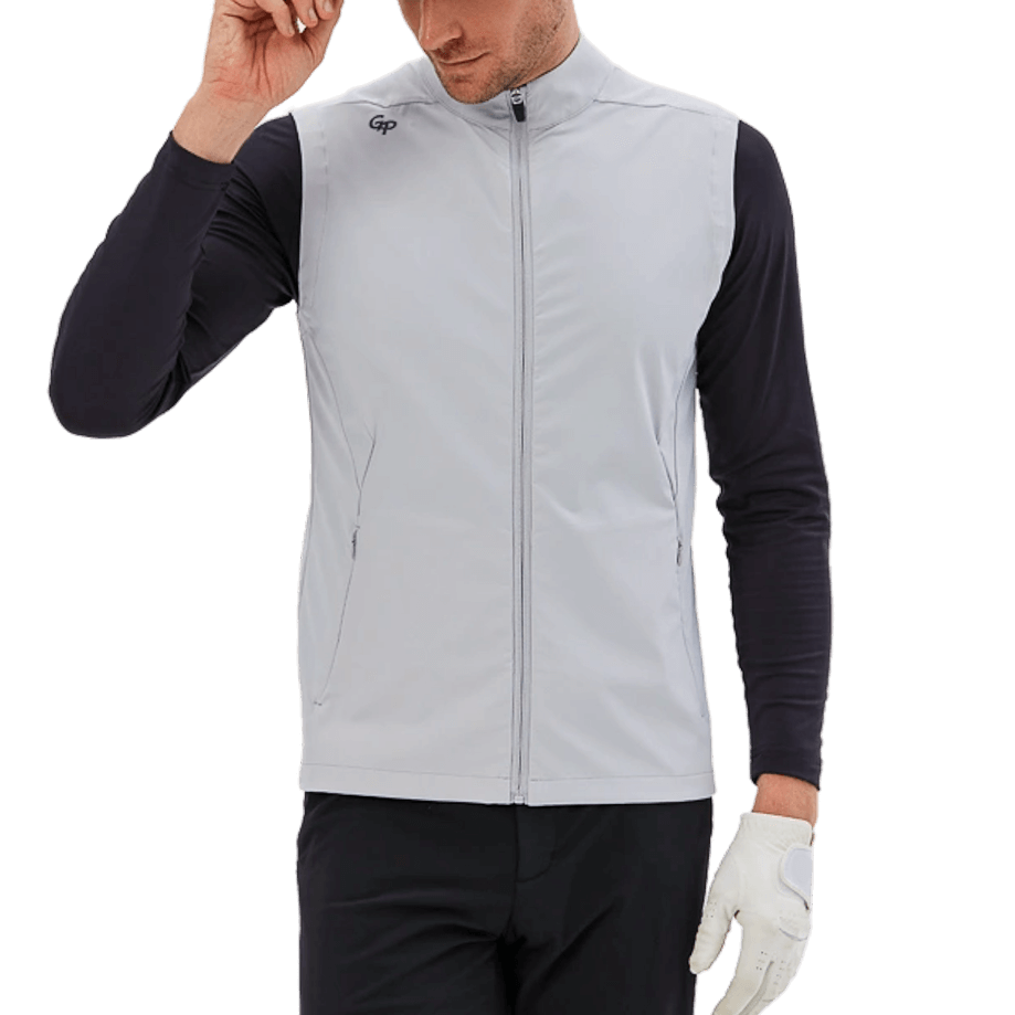 GoPlayer男高爾夫防潑水運動背心(淺灰)
