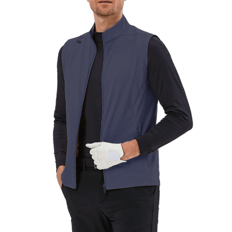 GoPlayer男高爾夫防潑水運動背心(深藍)