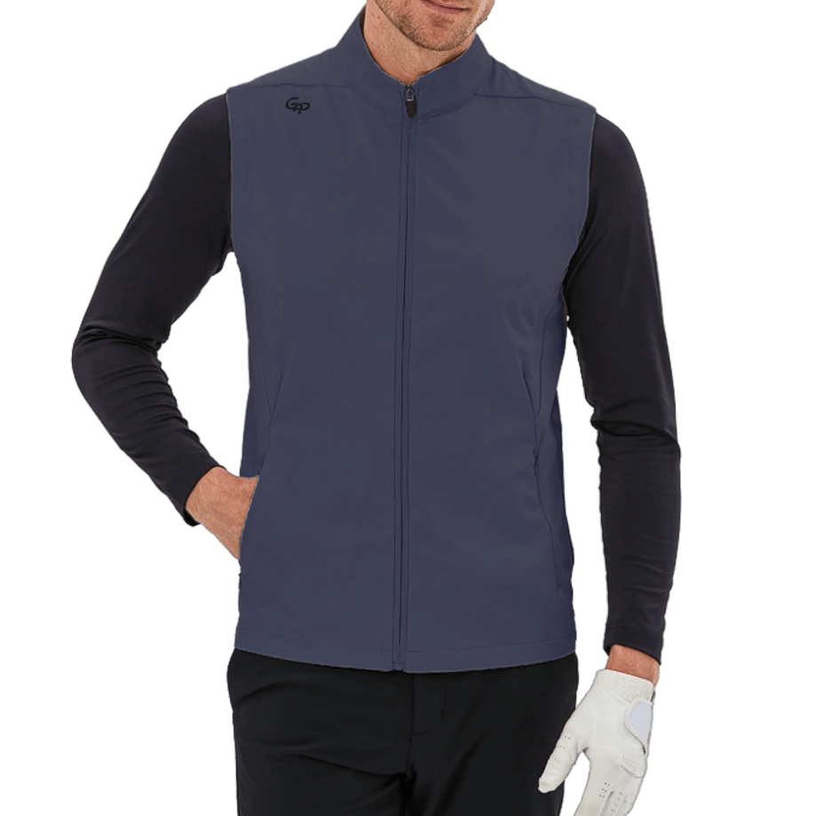 GoPlayer男高爾夫防潑水運動背心(深藍)