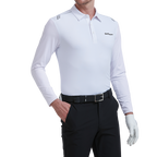GoPlayer Men's Quick-Dry UV Protection Long-Sleeve Polo Shirt (White)