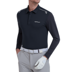 GoPlayer Men's Quick-Dry UV Protection Long-Sleeve Polo Shirt (Black)