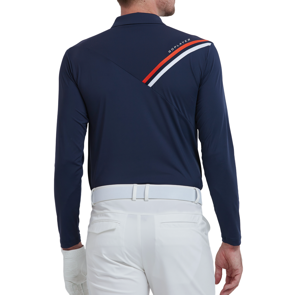 GoPlayer Men's Stretch Quick-Dry Long-Sleeve Top (Navy Blue)