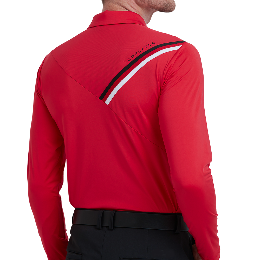 GoPlayer Men's Stretch Quick-Dry Long-Sleeve Top (Red)
