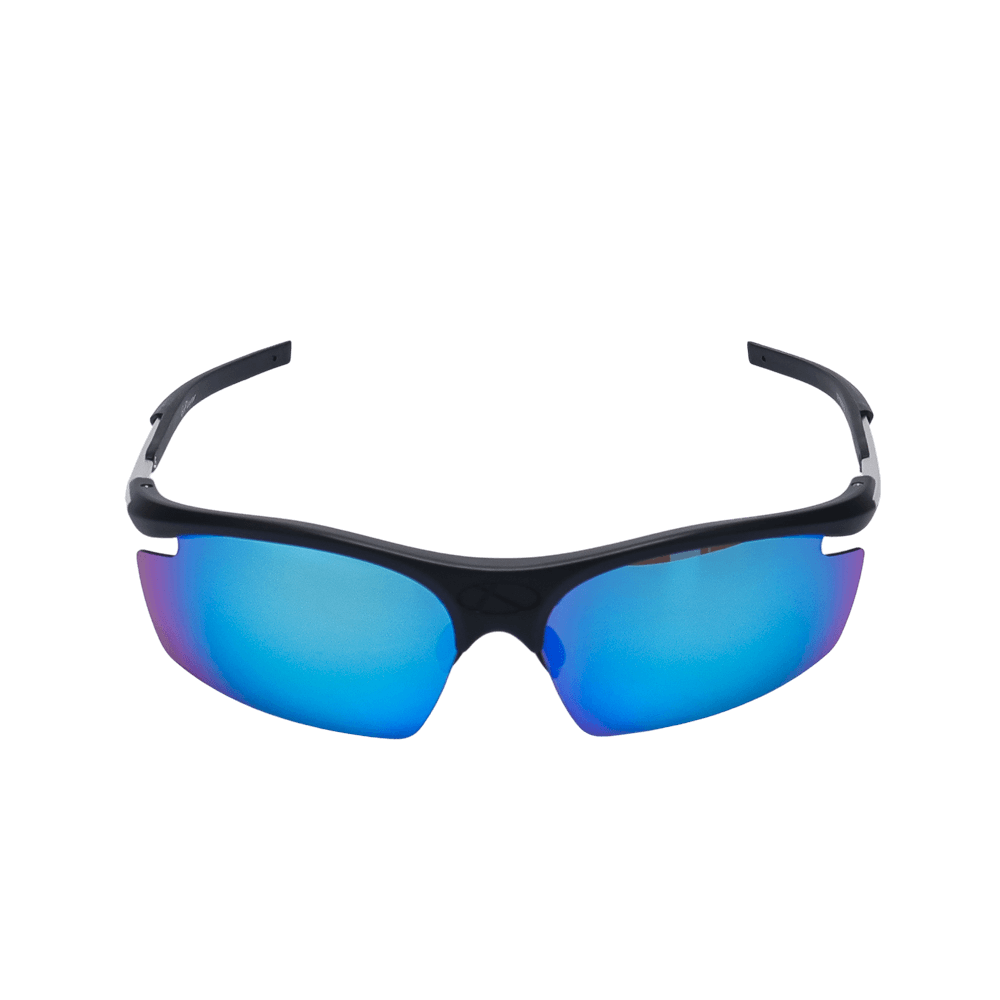 GoPlayer 軽量サングラス（サンドブラックフレーム、ホワイト＆ブルーレンズ）