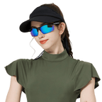 GoPlayer 軽量サングラス（サンドブラックフレーム、ホワイト＆ブルーレンズ）