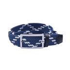 GoPlayer男高爾夫鬆緊皮帶(藍白)