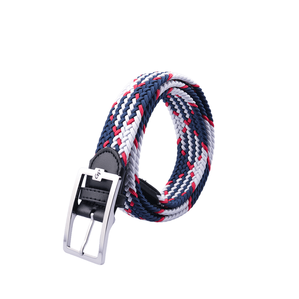 GoPlayer men's golf elastic belt (blue, white and red)