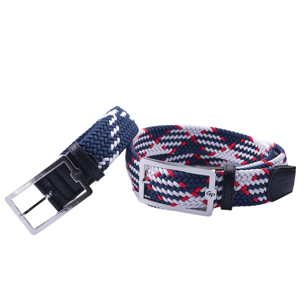GoPlayer men's golf elastic belt (blue, white and red)